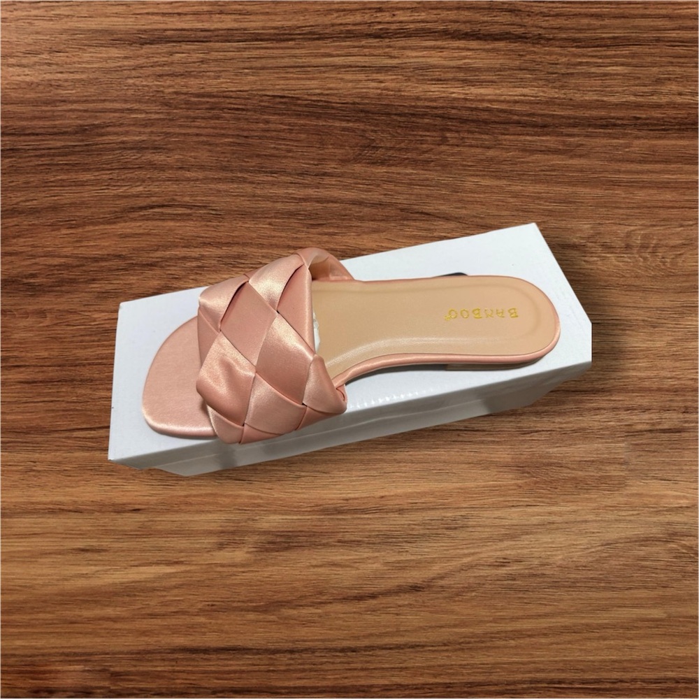 Pink Braided Slide Sandals